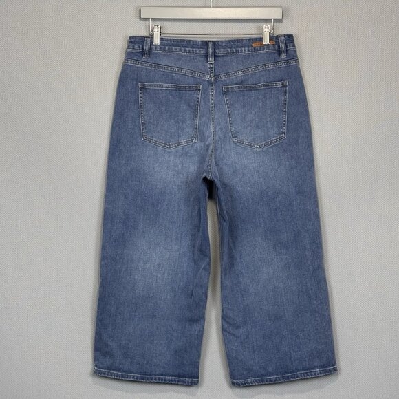 Soft Surroundings Jeans Womens 14 Blue Wide Leg Crop High Rise Medium Wash Denim - Picture 2 of 10